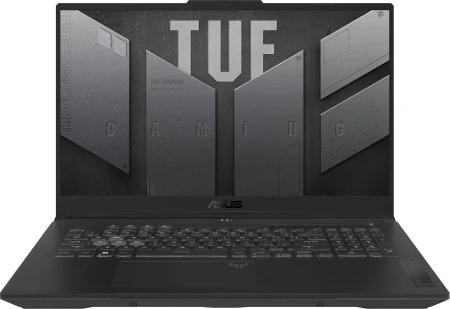 Ноутбук игровой ASUS TUF Gaming F17 FX707ZV4-HX018, 17.3", IPS, Intel Core i7 12700H 2.3ГГц, 14-ядерный, 16ГБ DDR4, 1ТБ SSD, NVIDIA GeForce RTX 4060 для ноутбуков - 8 ГБ, без операционной системы, серый