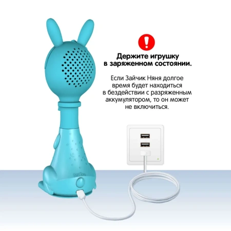 Игрушка интерактивная BertToys Зайчик Няня, Голубой