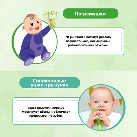 Игрушка интерактивная BertToys Зайчик Няня, зелёный