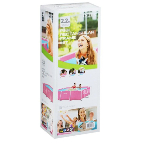 Бассейн каркасный Pink Frame Pool, 220х150х60 см, цвет розовый 28266NP Бассейн каркасный Pink Frame Pool, 220х150х60 см, цвет розовый 28266NP