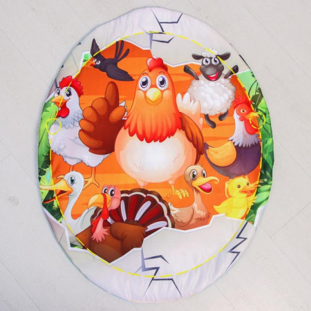 Развивающий коврик с дугами и игрушками «Домашние животные», круглый