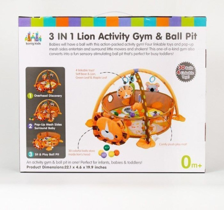 Развивающий коврик «Бонифаций», 3 в 1, игрушки, 30 цв. шаров